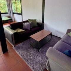 Gemütlicher Sitzbereich mit Sofas, Couchtisch und Teppich.