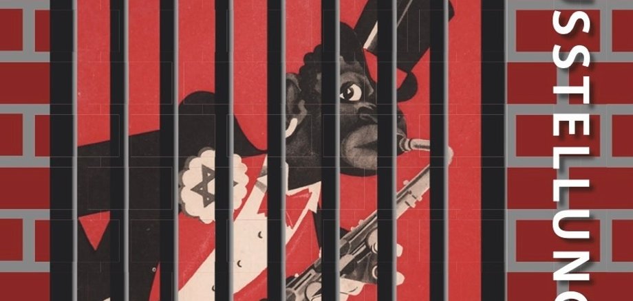Flyer mit einem Saxophonspielendem Affen hinter Gittern