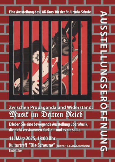 Flyer mit einem Saxophonspielendem Affen hinter Gittern