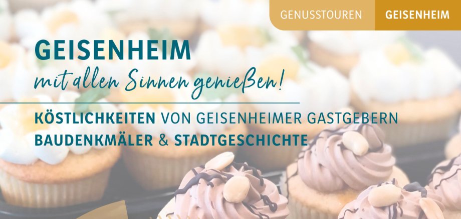 Flyer Genusstouren 2025 mit Törtchen im Hintergrund