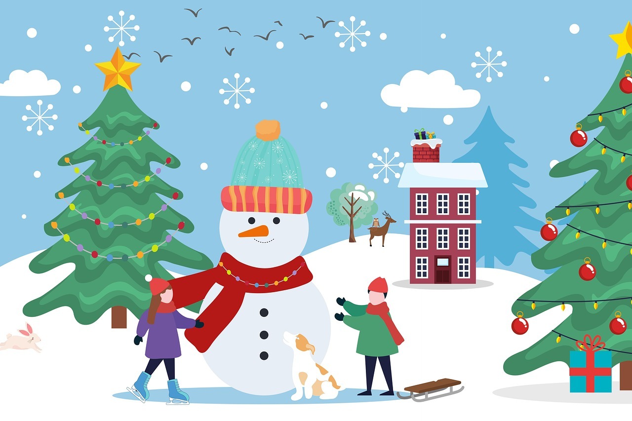 Schneemann in Winterlandschaft