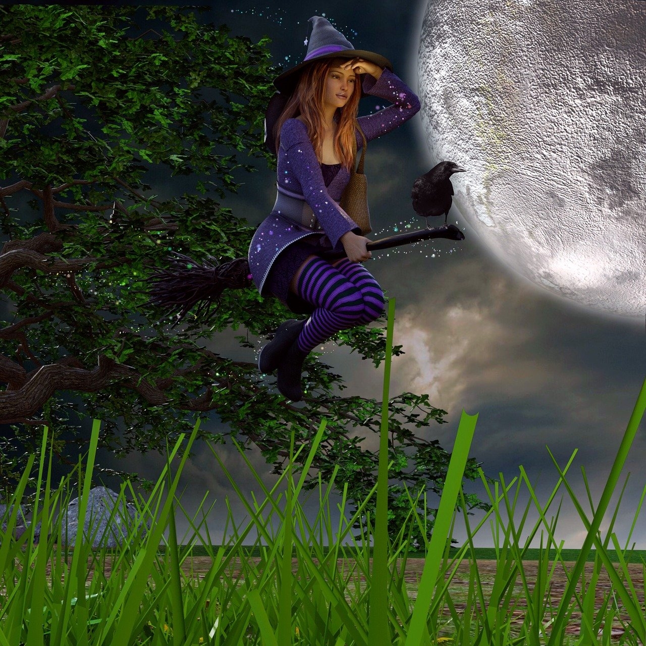Hexe auf Besen