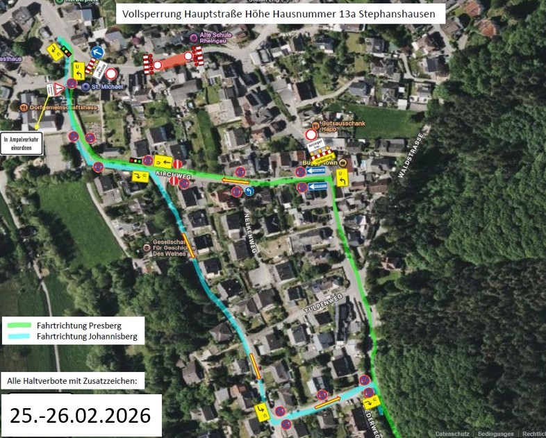Luftbild der Sperrung in Stephanshausen