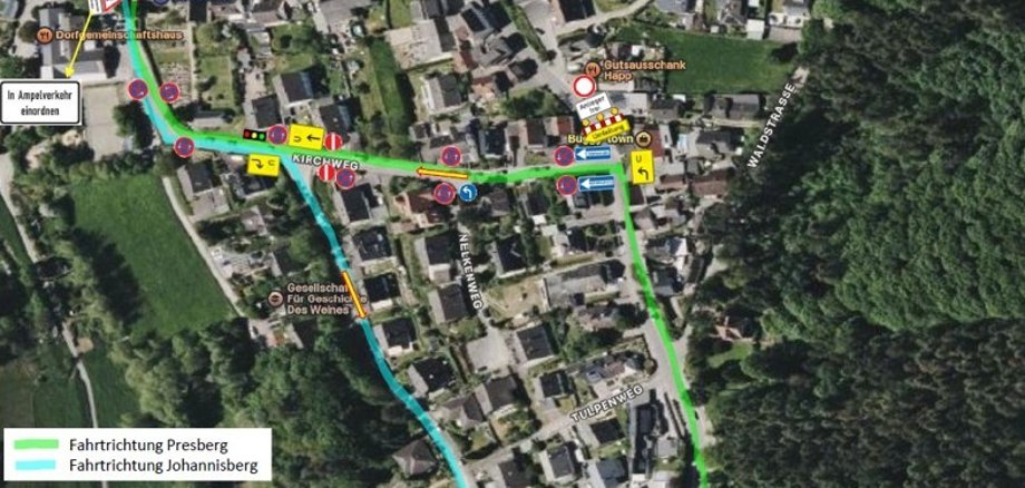 Luftbild der Sperrung in Stephanshausen