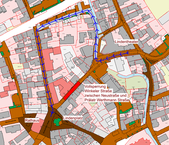 Plan von Sperrung und Umleitung
