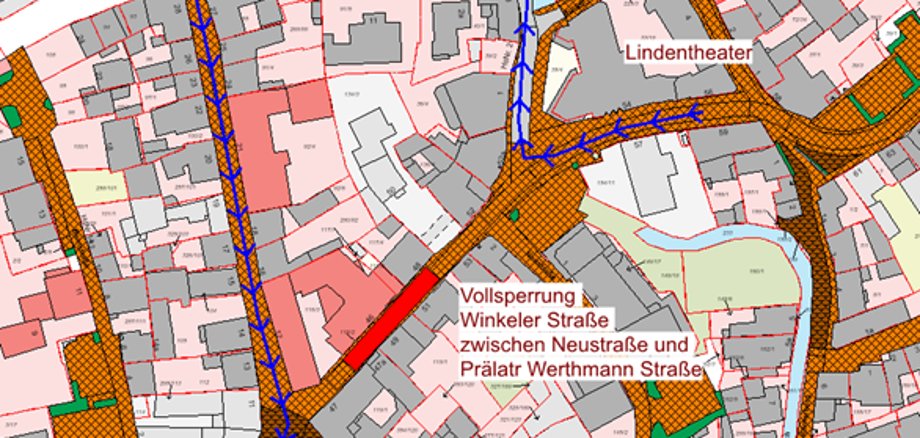 Plan von Sperrung und Umleitung