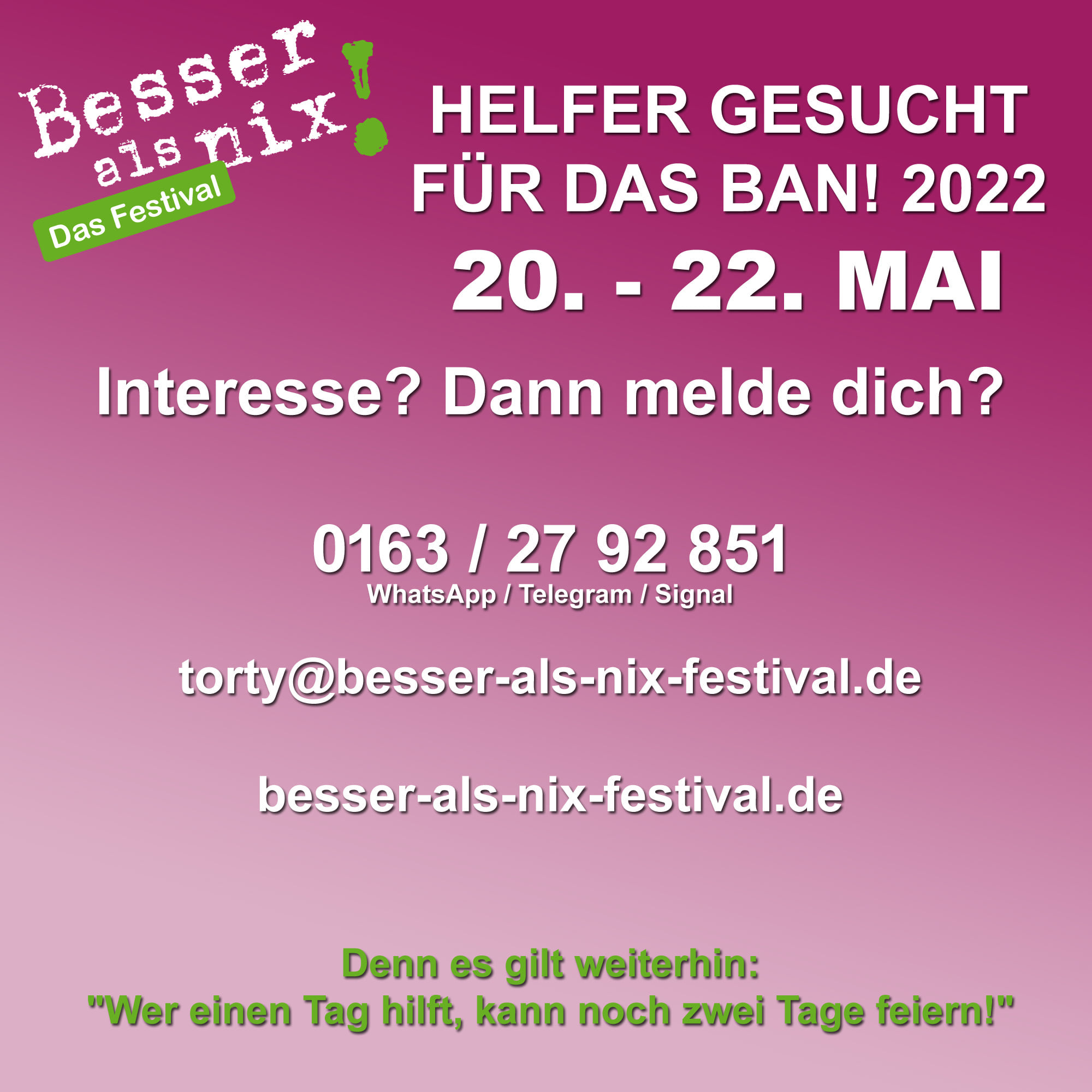 Ban sucht Helfer Flyer